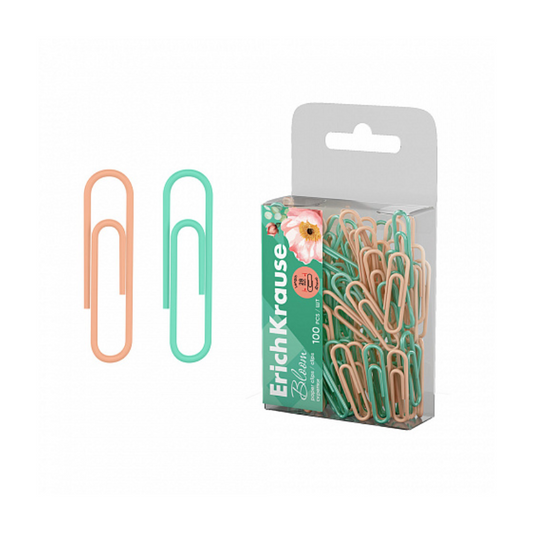 Erich Krause Bloom Vinyl Coated Pastel 28mm Paper Clips (100/Pack)