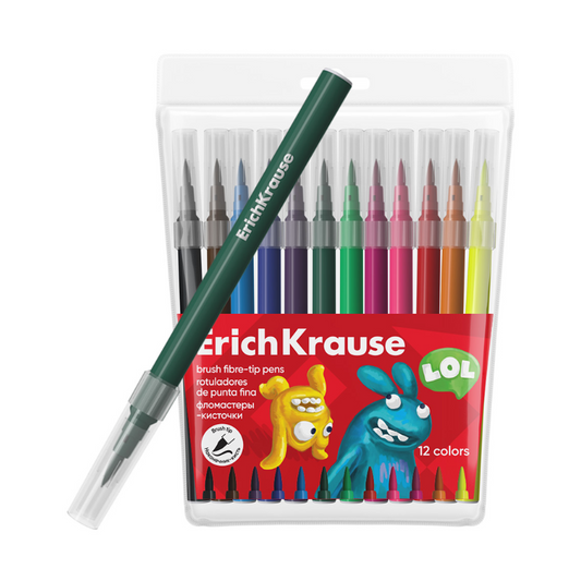 Erich Krause Jolly Friends Washable Brush Markers (12/Pack)