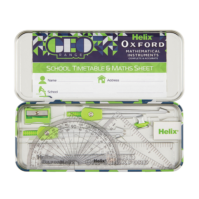 Helix Oxford 10pc Geometry Math Set - Blue & Green