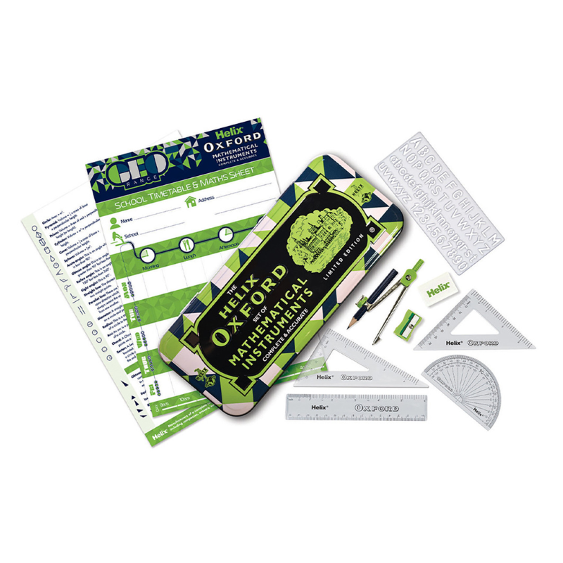 Helix Oxford 10pc Geometry Math Set - Blue & Green