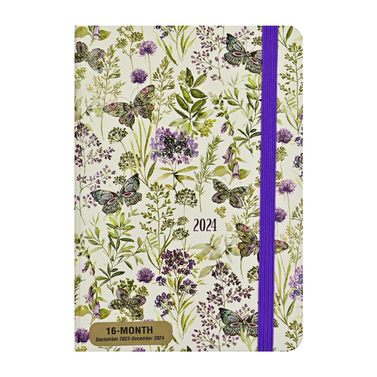 Peter Pauper 2024 Amethyst Butterflies Weekly Planner / Diary - 5" x 7"