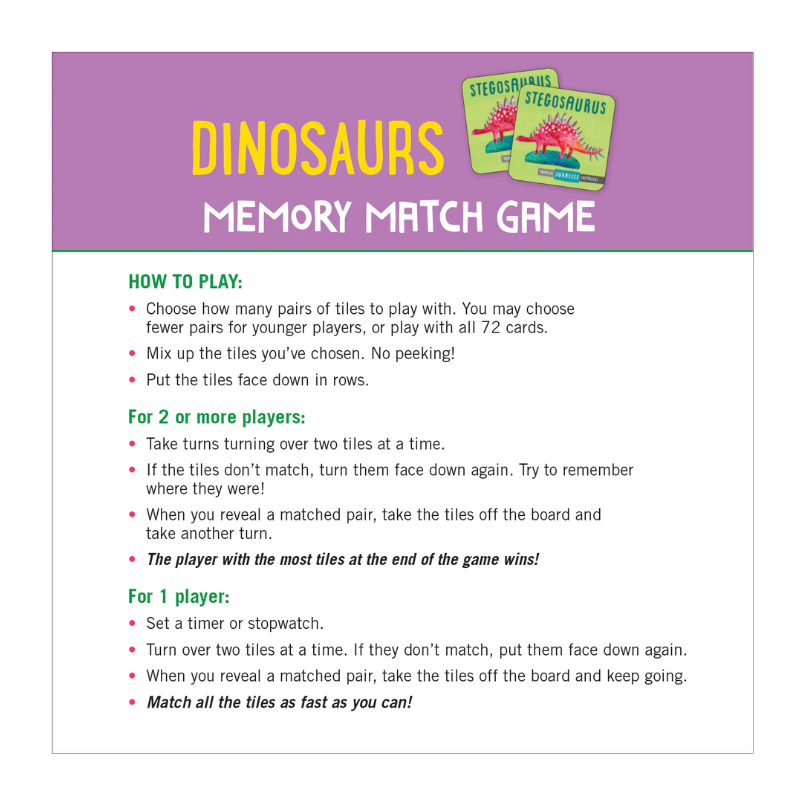 Peter Pauper Dinosaurs Memory Match Game