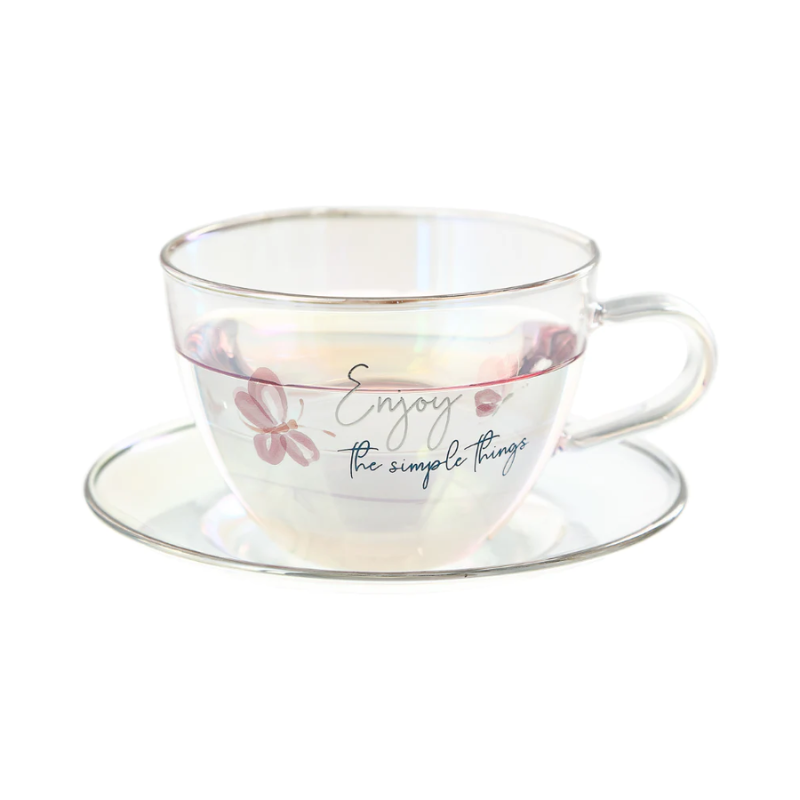 Pavilion 7oz Glass Tea Cup and Saucer - Enjoy