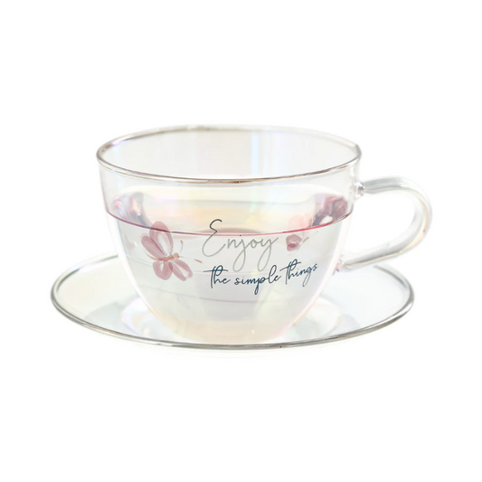 Pavilion 7oz Glass Tea Cup and Saucer - Enjoy