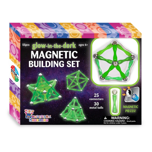 Wonderbox 55pc Glow In The Dark Magnetic Building Set