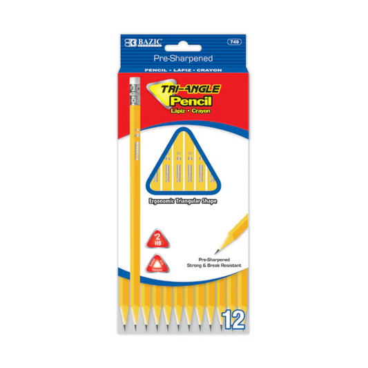 BAZIC #2 Yellow Triangle Pencils (12/Pack)