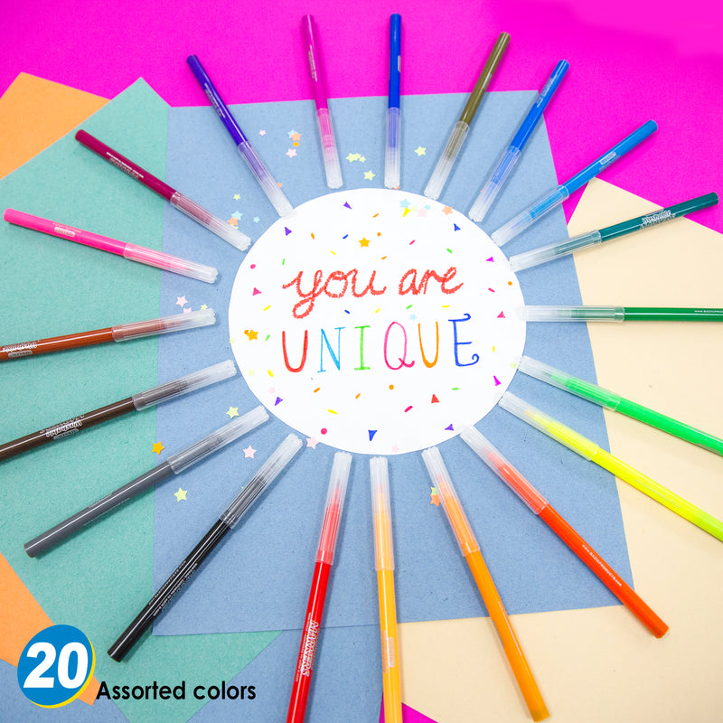 BAZIC Fine Line Washable Markers (20/Pack)
