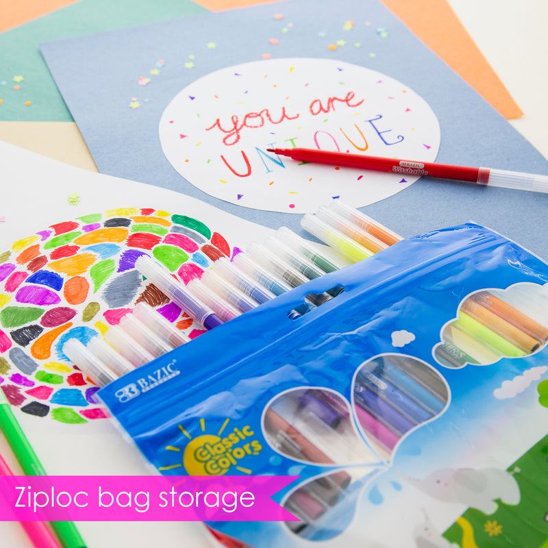 BAZIC Fine Line Washable Markers (20/Pack)