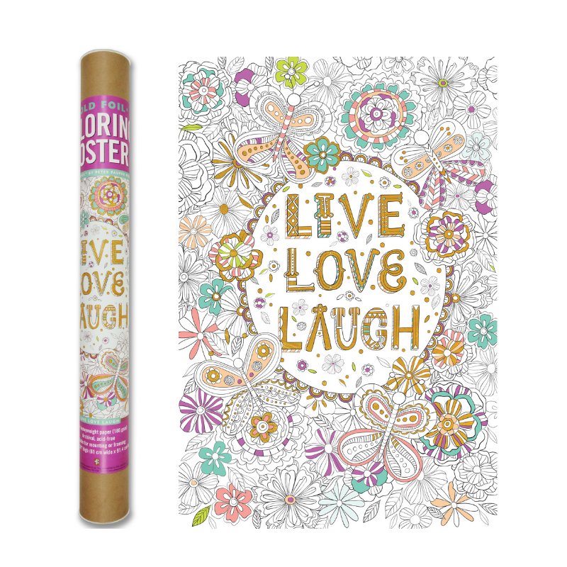 Peter Pauper Live Love Laugh Gold Foil Colouring Poster