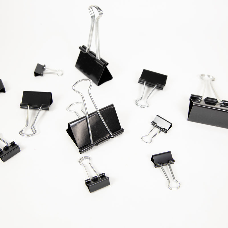 BAZIC Assorted Size Black Binder Clip (12/Pack)