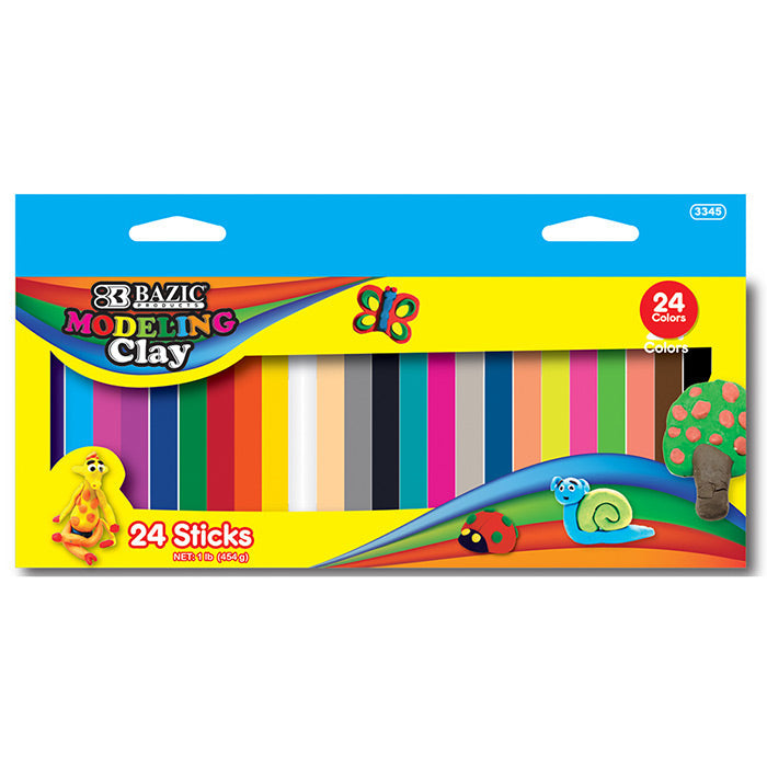 BAZIC 1lb 24 Colour Modeling Clay Sticks