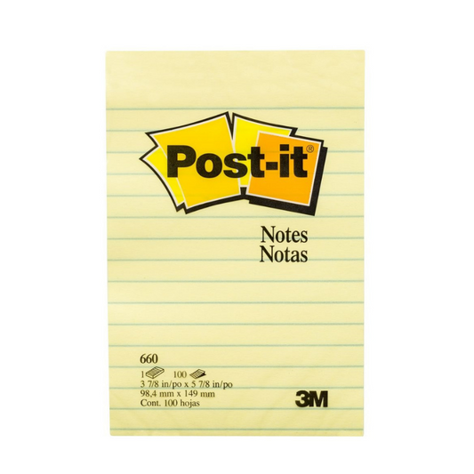 3M Ruled 4" X 6" Post-it Notes (100 Sheets)