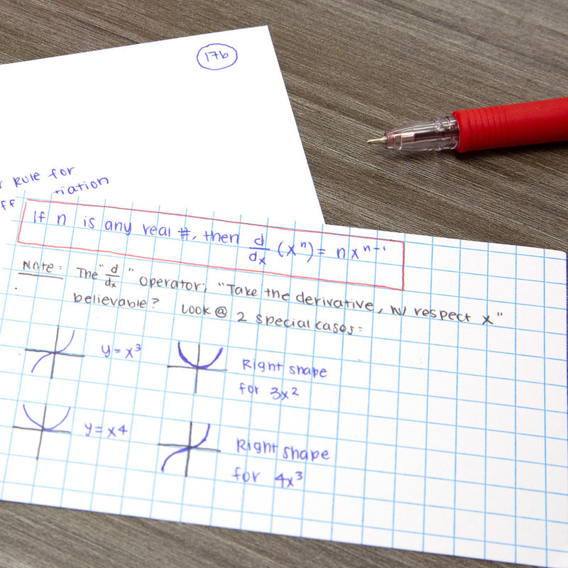 BAZIC 3" x 5" Quad Ruled 4-1" White Index Card (100 Sheets)