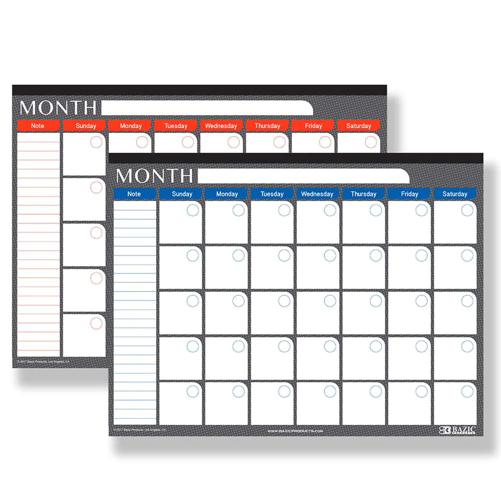 BAZIC 17" X 22" Undated 12-Month Desk Pad Calendar