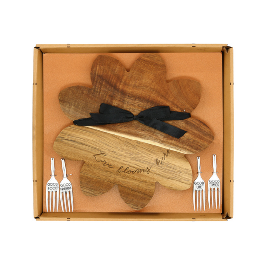 Pavilion Acacia Cheese/Bread Board Set - Floral Love