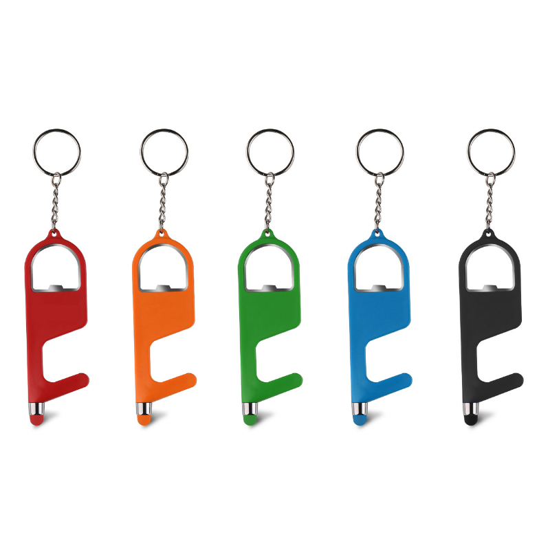 Antibacterial Door / Bottle Opener Keychain with Stylus