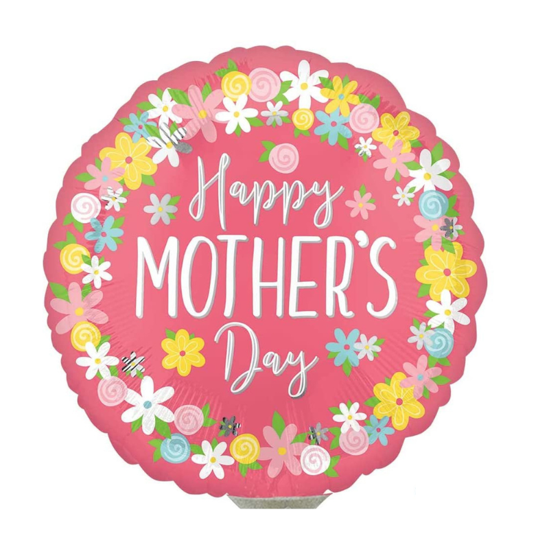 28" Happy Mother's Day Floral Wreath Foil Balloon