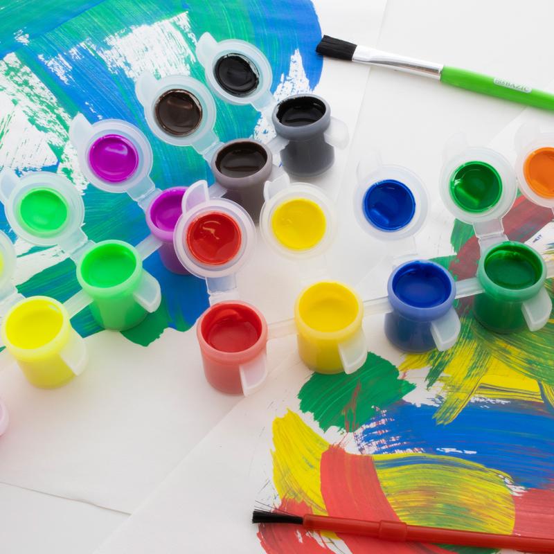 BAZIC 0.17 FL OZ (5 mL) 12 Colour Kid's Paint w/ Brush