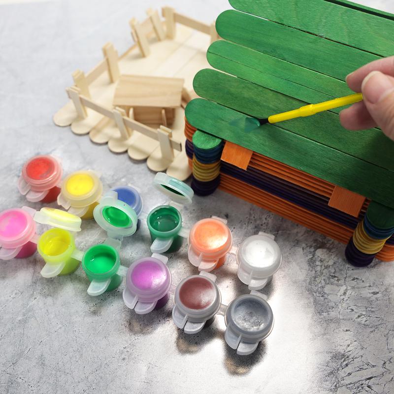 BAZIC 0.17 FL OZ (5 mL) 12 Colour Kid's Paint w/ Brush