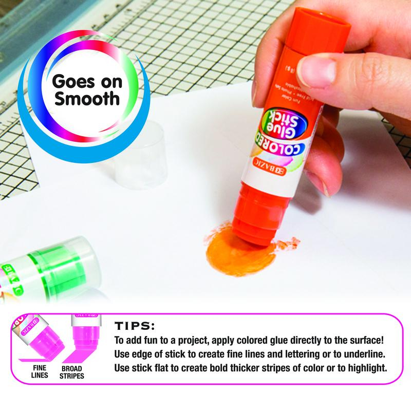 BAZIC 8g / 0.28oz Washable Coloured Glue Stick (4/Pack)