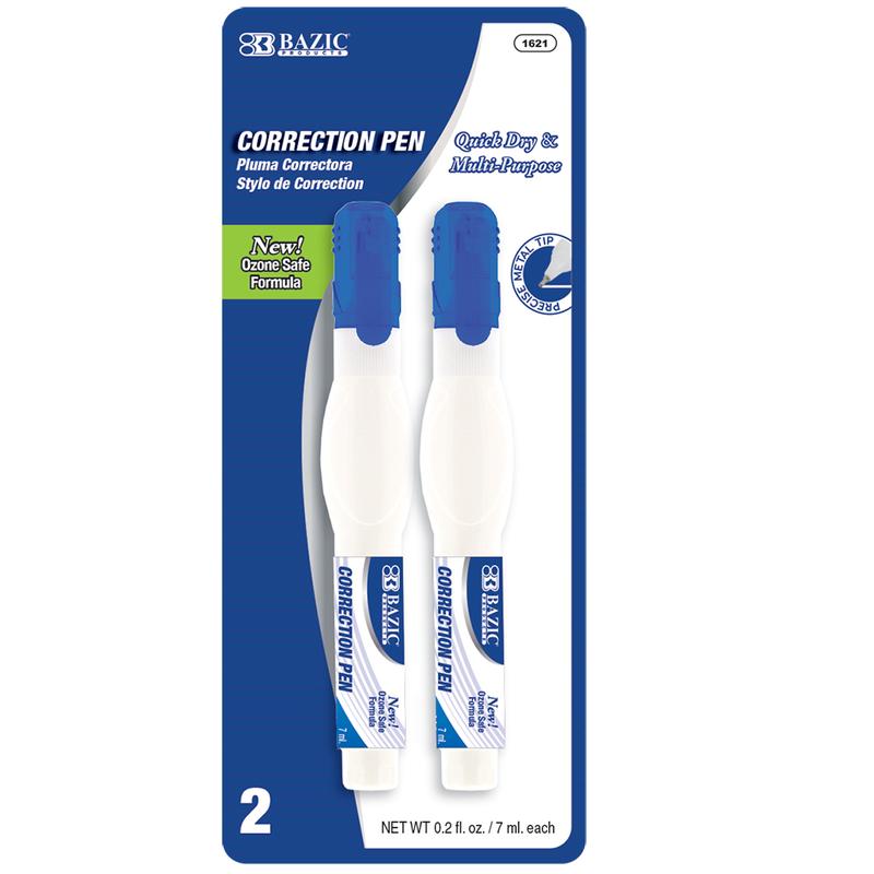 BAZIC 0.2 FL OZ (7 mL) Metal Tip Correction Pen (2/Pack)