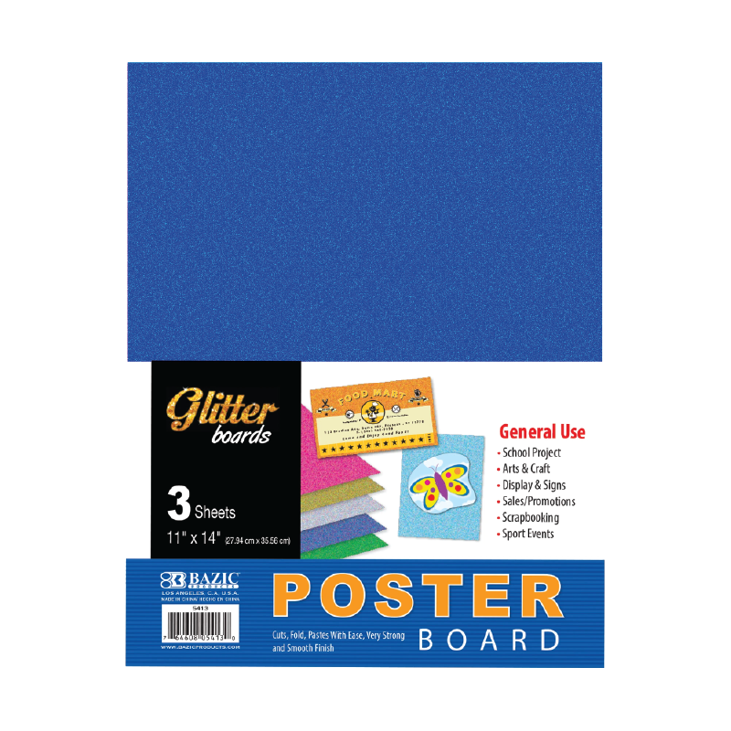 BAZIC 11" X 14" Glitter Poster Board (3/Pack)