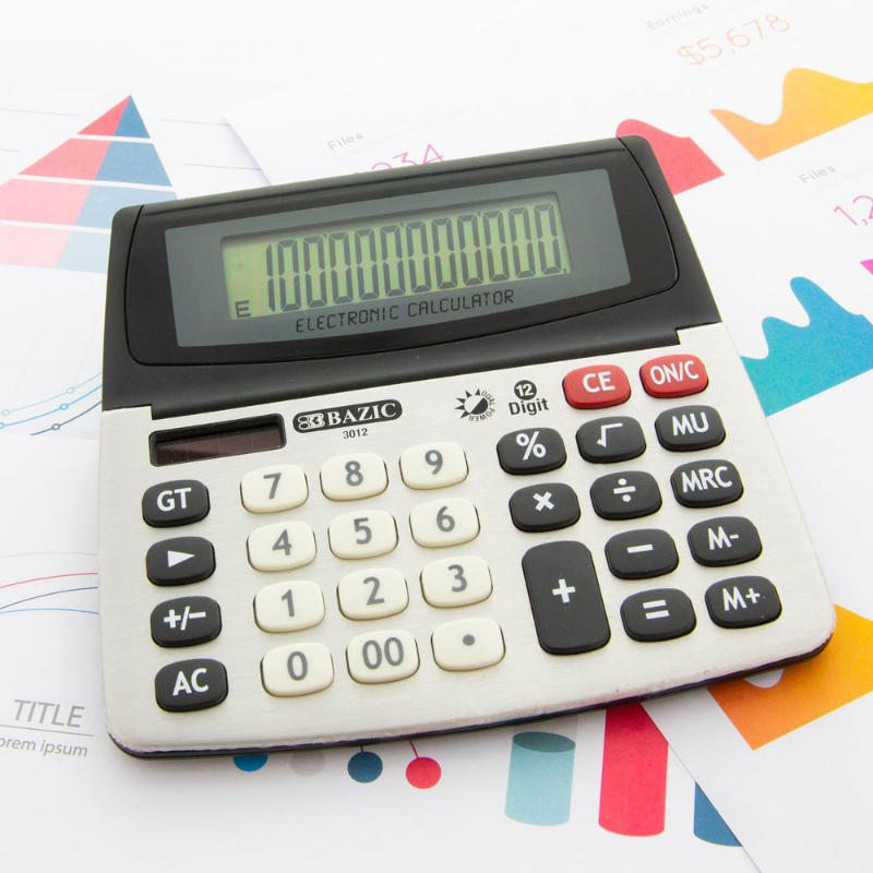 BAZIC 12-Digit Dual Power Desktop Calculator w/ Adjustable Display