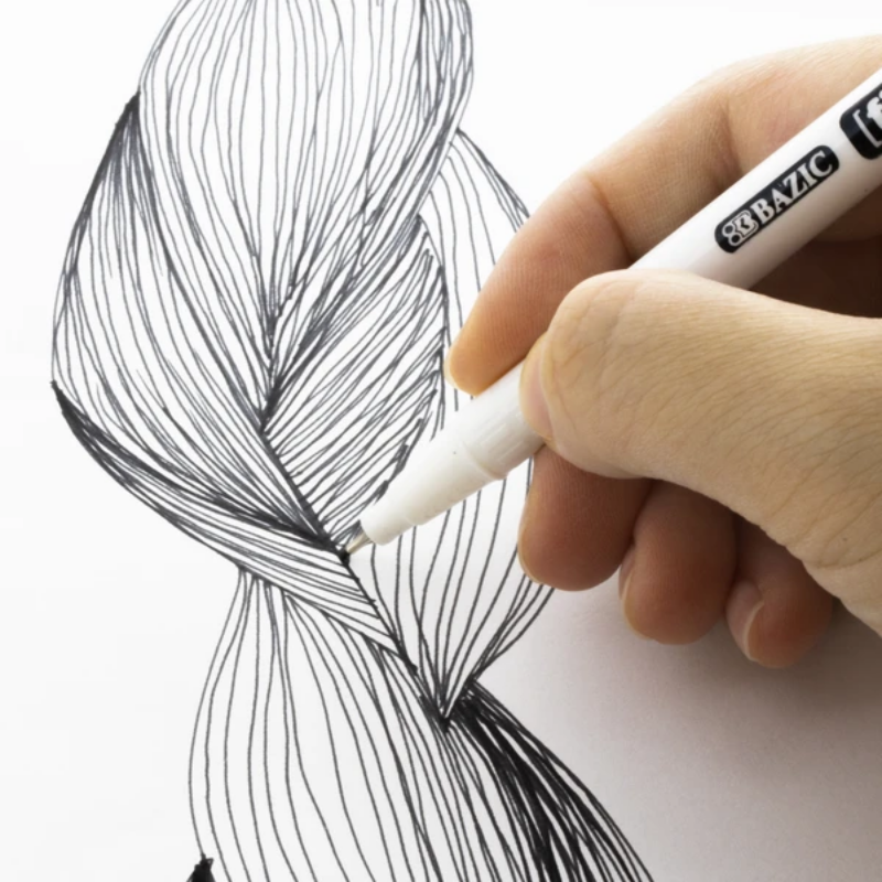 BAZIC 12 Color Fiero Fiber Tip Fineliner Pen