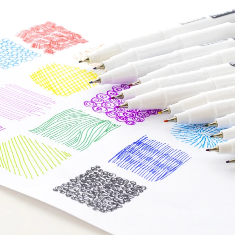 BAZIC 12 Color Fiero Fiber Tip Fineliner Pen