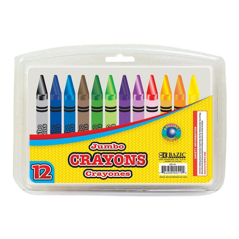 BAZIC Premium Jumbo Crayons (12/Pack)