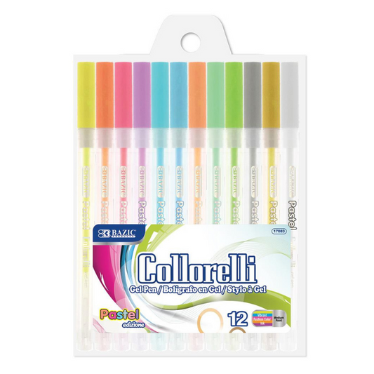 BAZIC Collorelli Assorted Pastel Colour Gel Pen (12/Pack)