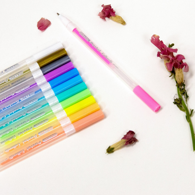 BAZIC Collorelli Assorted Pastel Colour Gel Pen (12/Pack)