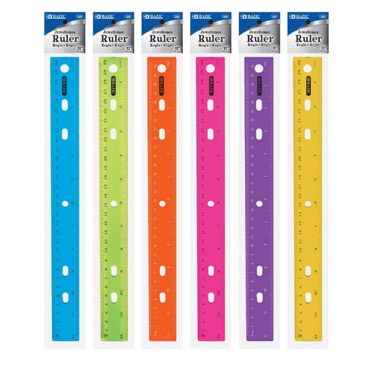 BAZIC 12" (30cm) Jeweltones Color Ruler