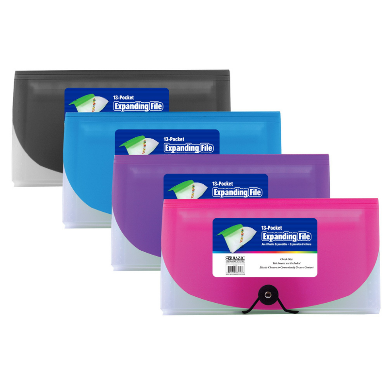 BAZIC 13-Pocket Cheque Size Poly Expanding File - The Up Shop – Very ...