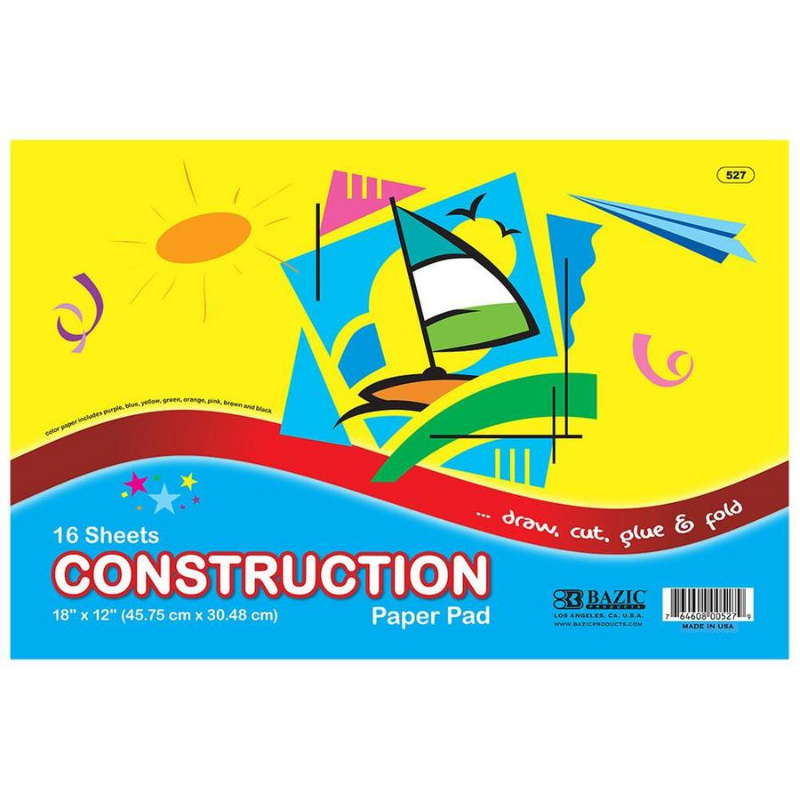 BAZIC 12" X 18" Construction Paper Pad (16 Sheets)