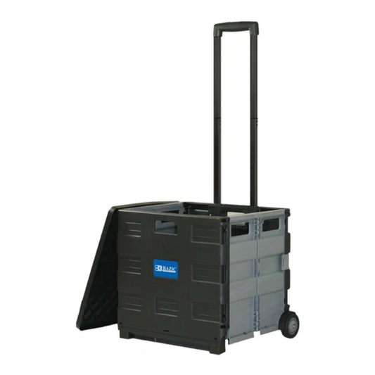 BAZIC 16" X 18" X 15" Foldable Rolling Cart with Lid Cover - Black