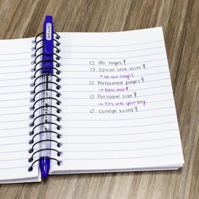 BAZIC 180 Sheets 4" X 5.5" Spiral Fat Book