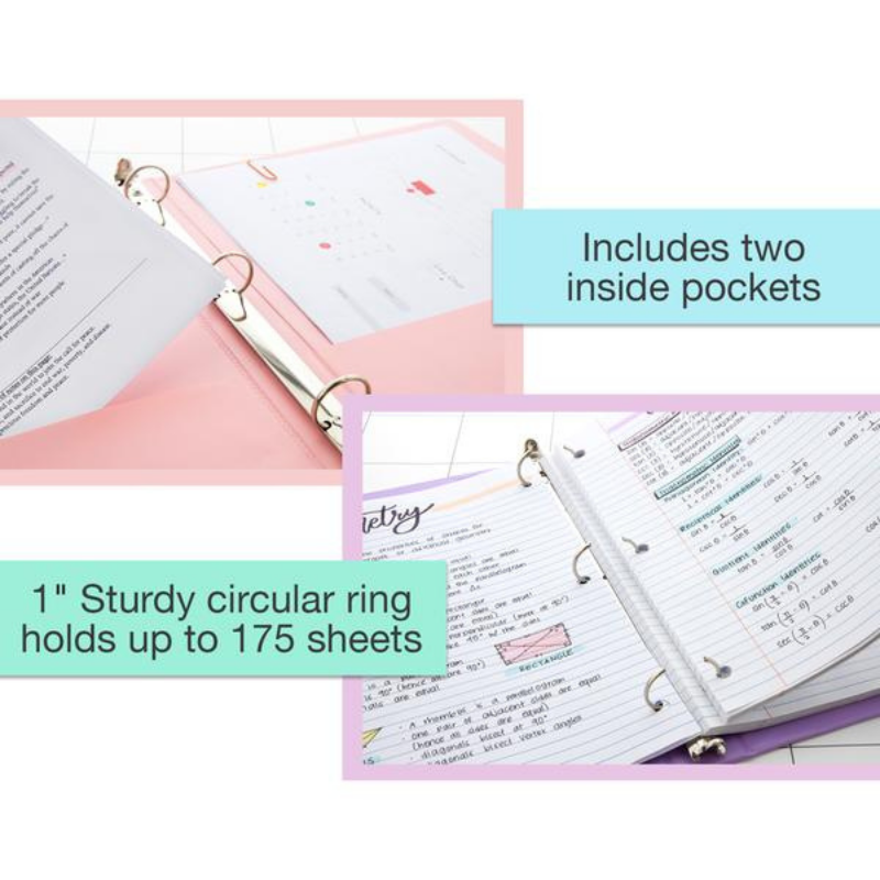 BAZIC 1" Asst. Pastel Color 3-Ring View Binder w/ 2-Pockets