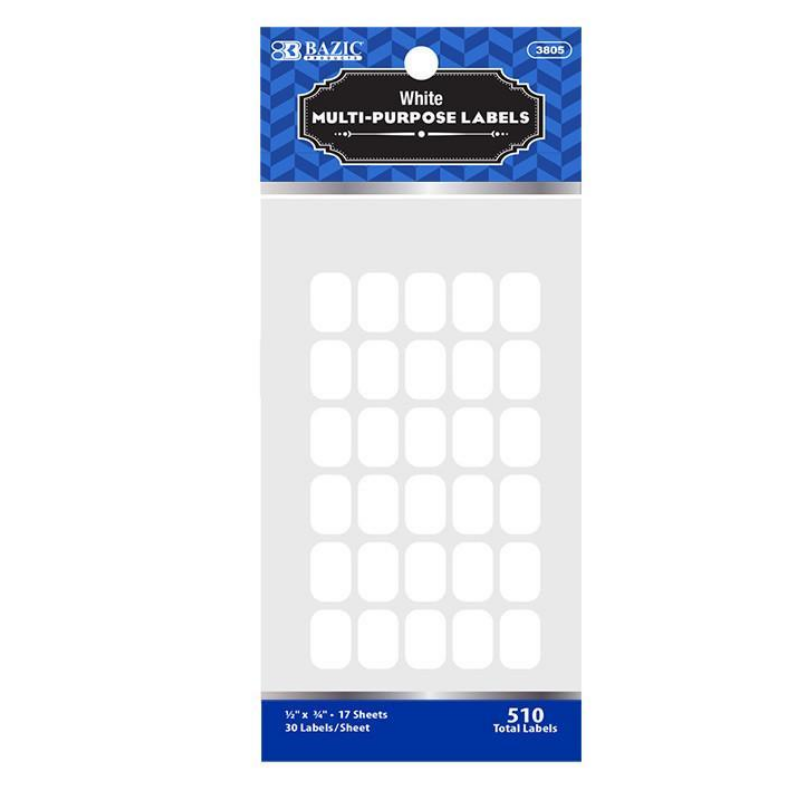 BAZIC 1/2" X 3/4" White Multipurpose Label (510/Pack)