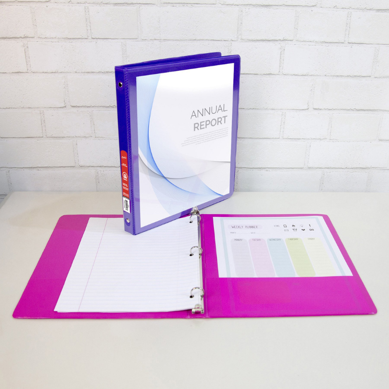 BAZIC 1" Assorted Neon Colour 3-Ring View Binder w/ 2-Pockets