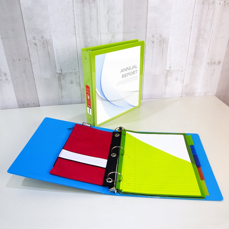 BAZIC 1" 3-Ring View Binder w/ 2-Pockets - Green