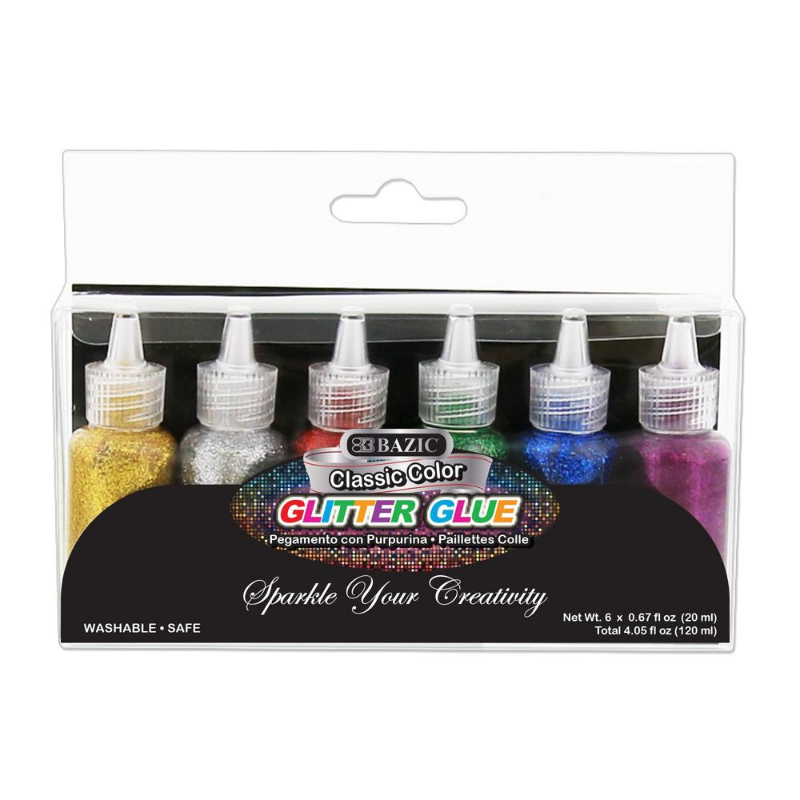 BAZIC 20ml Classic Color Glitter Glue (6/Pack) - The Up Shop – Very ...