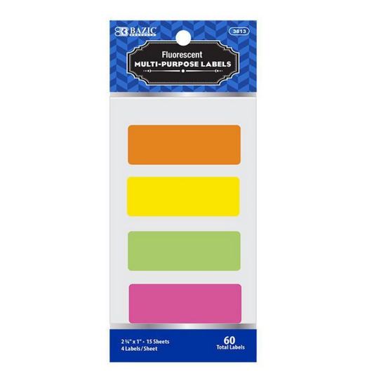BAZIC 2 3/4" X 1" Fluorescent Multipurpose Label (60/Pack)