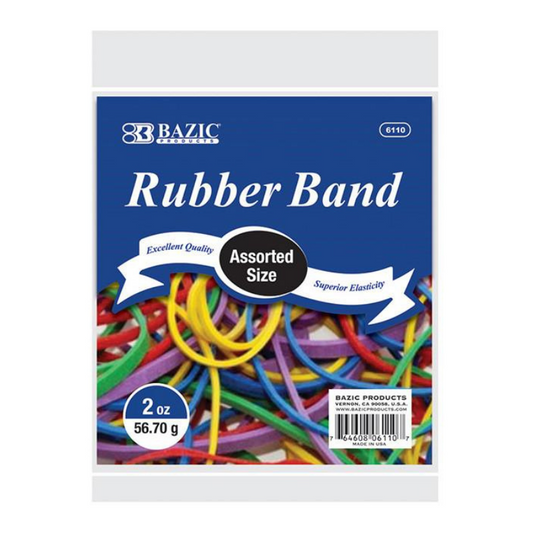 BAZIC 2 Oz./ 56.70 g Assorted Sizes and Colors Rubber Bands