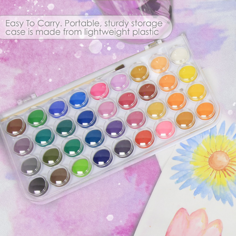 BAZIC 36 Colour Watercolour Paint with Brush