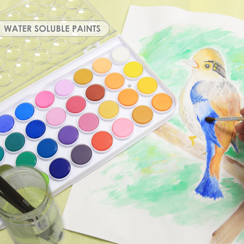 BAZIC 36 Colour Watercolour Paint with Brush