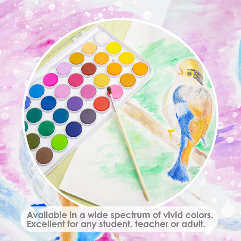 BAZIC 36 Colour Watercolour Paint with Brush
