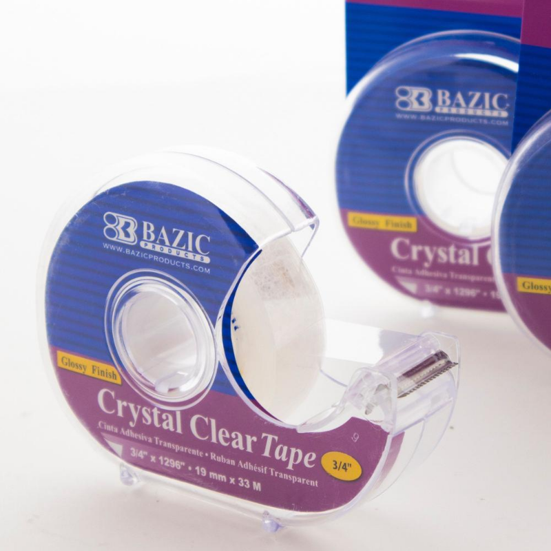 BAZIC 3/4" X 1296" Crystal Clear Tape w/ Dispenser