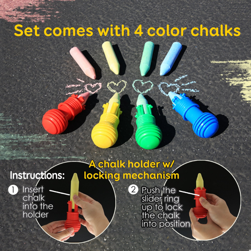 BAZIC 4 Sidewalk Chalk & 1 Chalk Holder