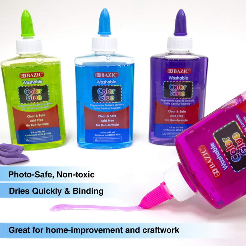 BAZIC 5oz / 147ml Washable Clear Color School Glue